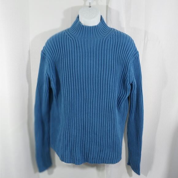 THE GAP! FAB SKY BLUE 100% COTTON RIBBED KNIT MOCK NECK, L/S SWEATER! SZ L - Picture 2 of 9